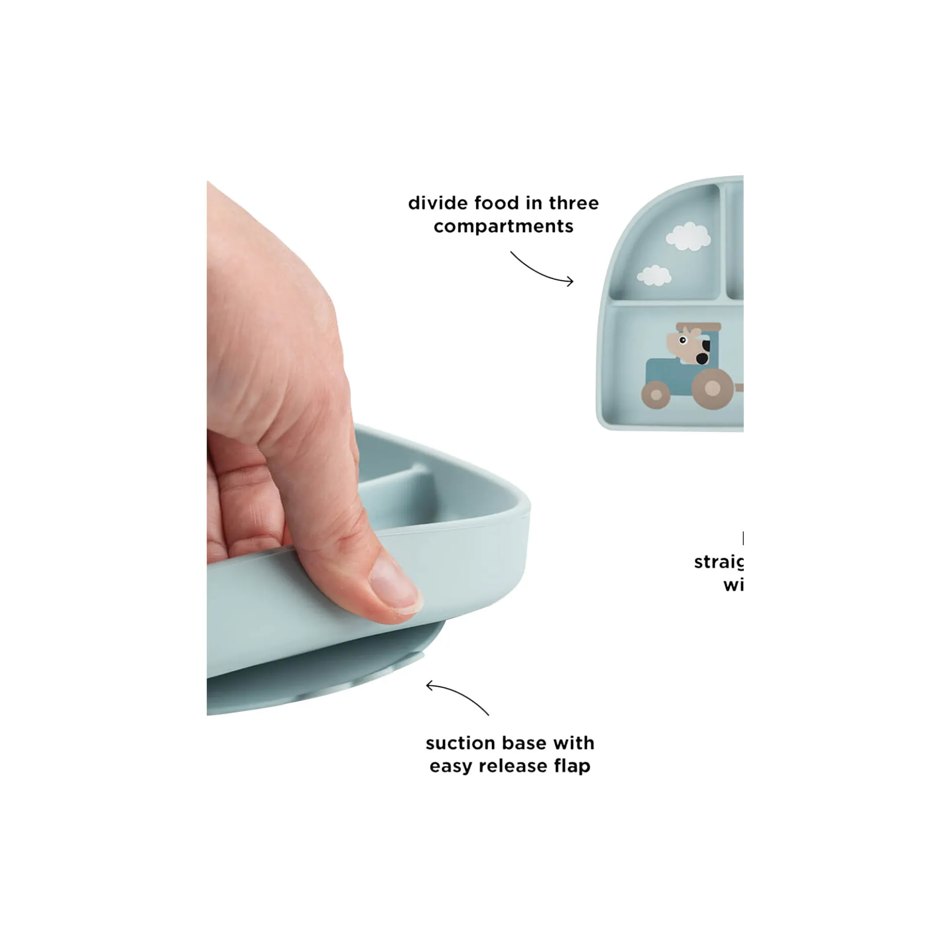Tiny farm stick&stay inddelt tallerken, blue