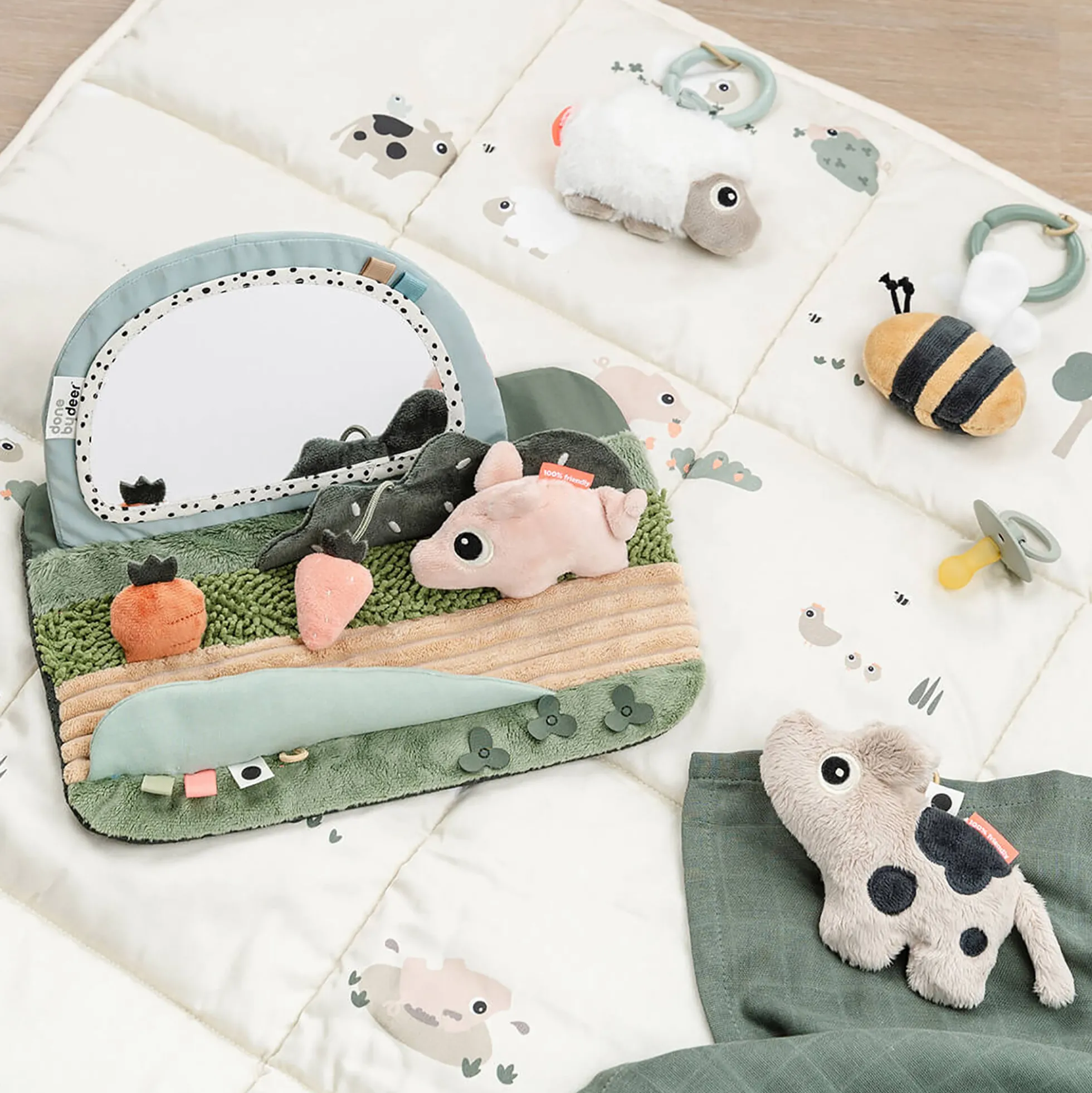 Tiny Farm tummy time sensorisk spejl, colour mix