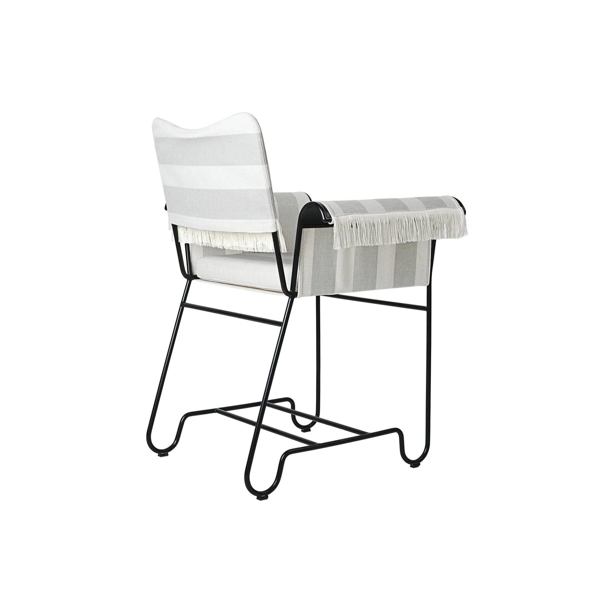 Tropique Dining Chair with Fringes, Leslie Stripe Limonta 20/classic black