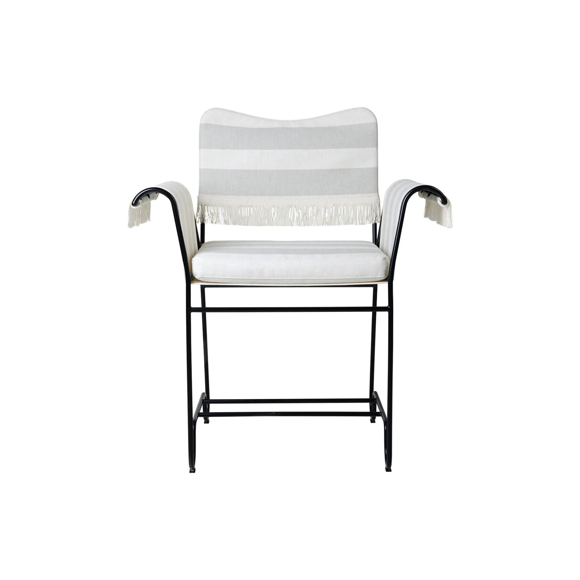 Tropique Dining Chair with Fringes, Leslie Stripe Limonta 20/classic black