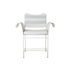 Tropique Dining Chair with Fringes, Leslie Stripe Limonta 20/classic white semi matt