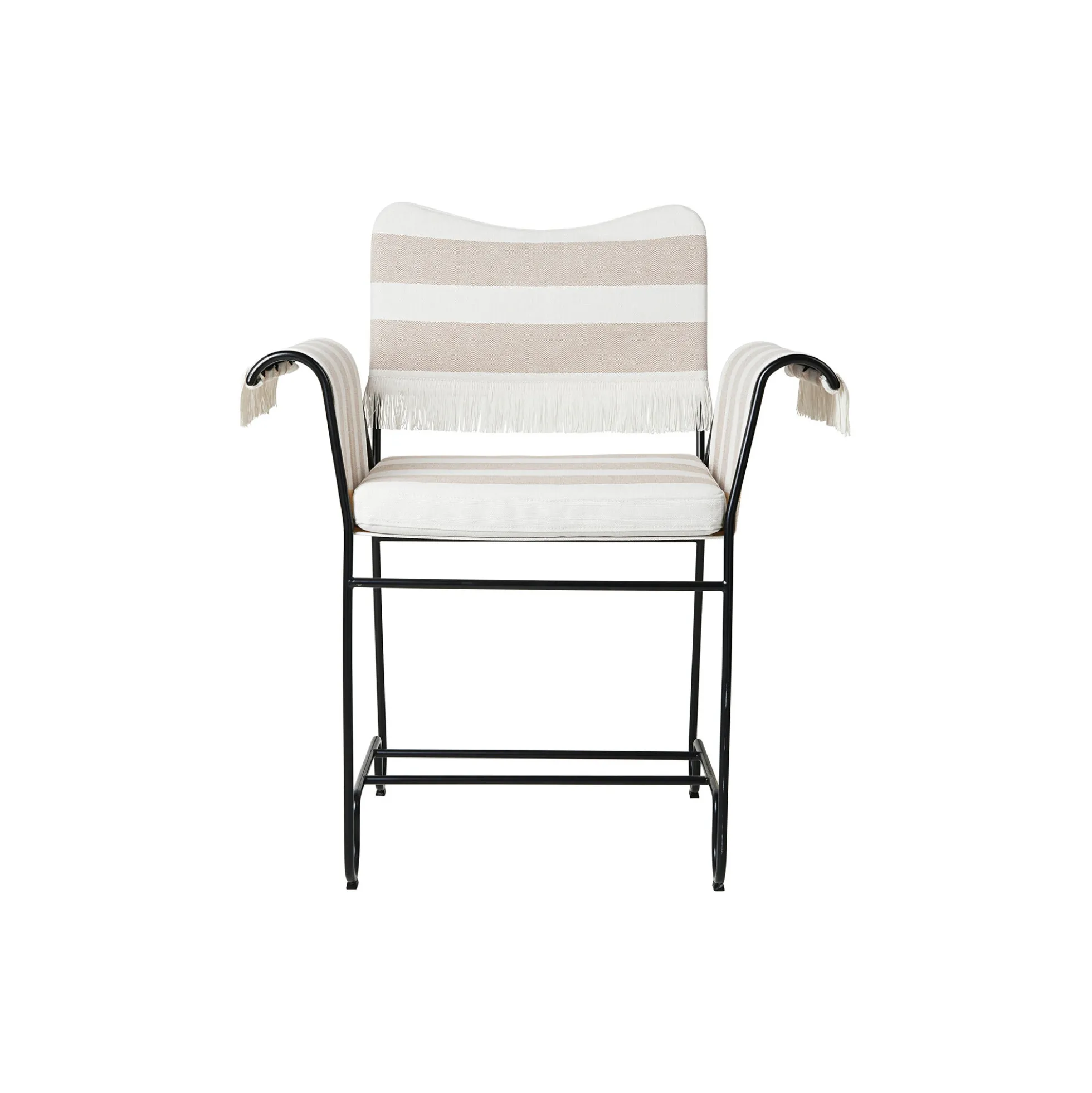 Tropique Dining Chair with Fringes, Leslie Stripe Limonta 40/classic black