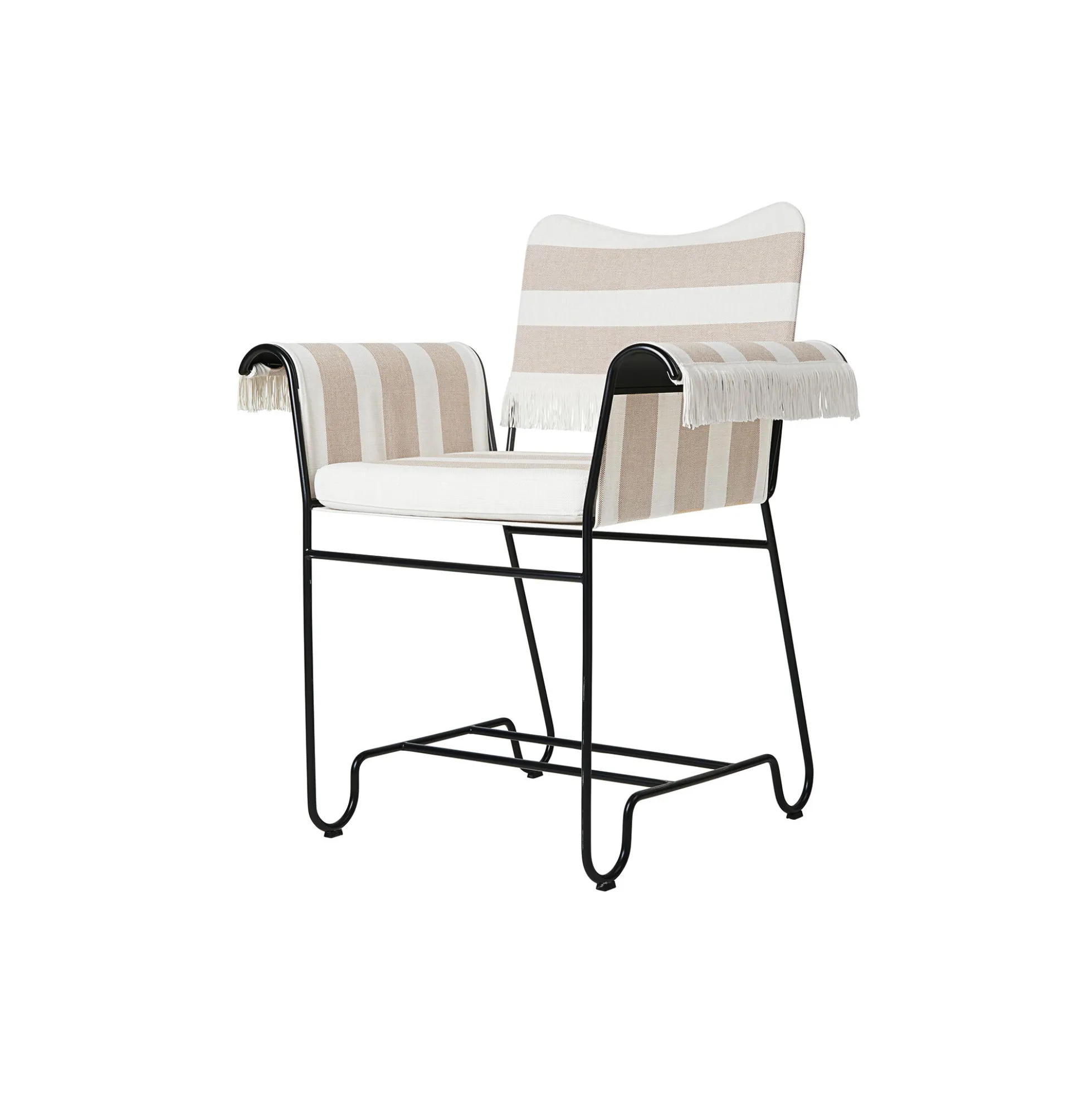 Tropique Dining Chair with Fringes, Leslie Stripe Limonta 40/classic black
