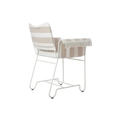 Tropique Dining Chair with Fringes, Leslie Stripe Limonta 40/classic white semi matt