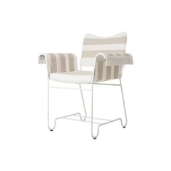 Tropique Dining Chair with Fringes, Leslie Stripe Limonta 40/classic white semi matt
