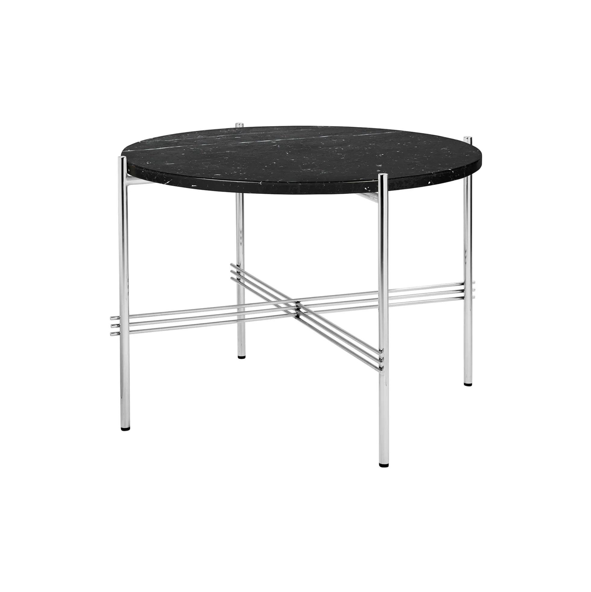 TS Coffee Table Ø55, black marquina marble/steel