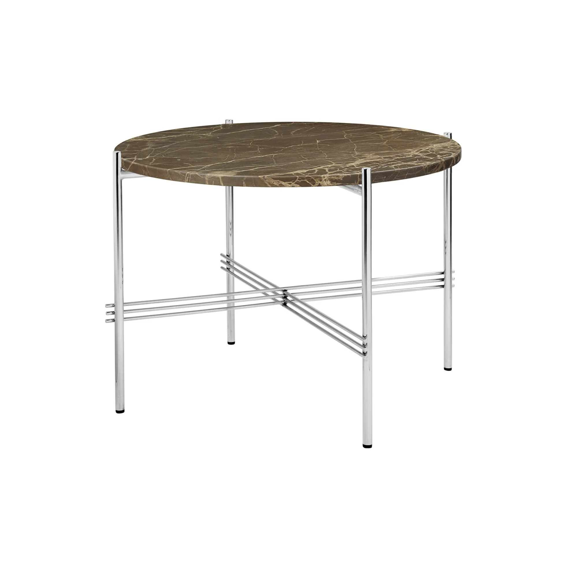 TS Coffee Table Ø55, brown emperador marble/steel