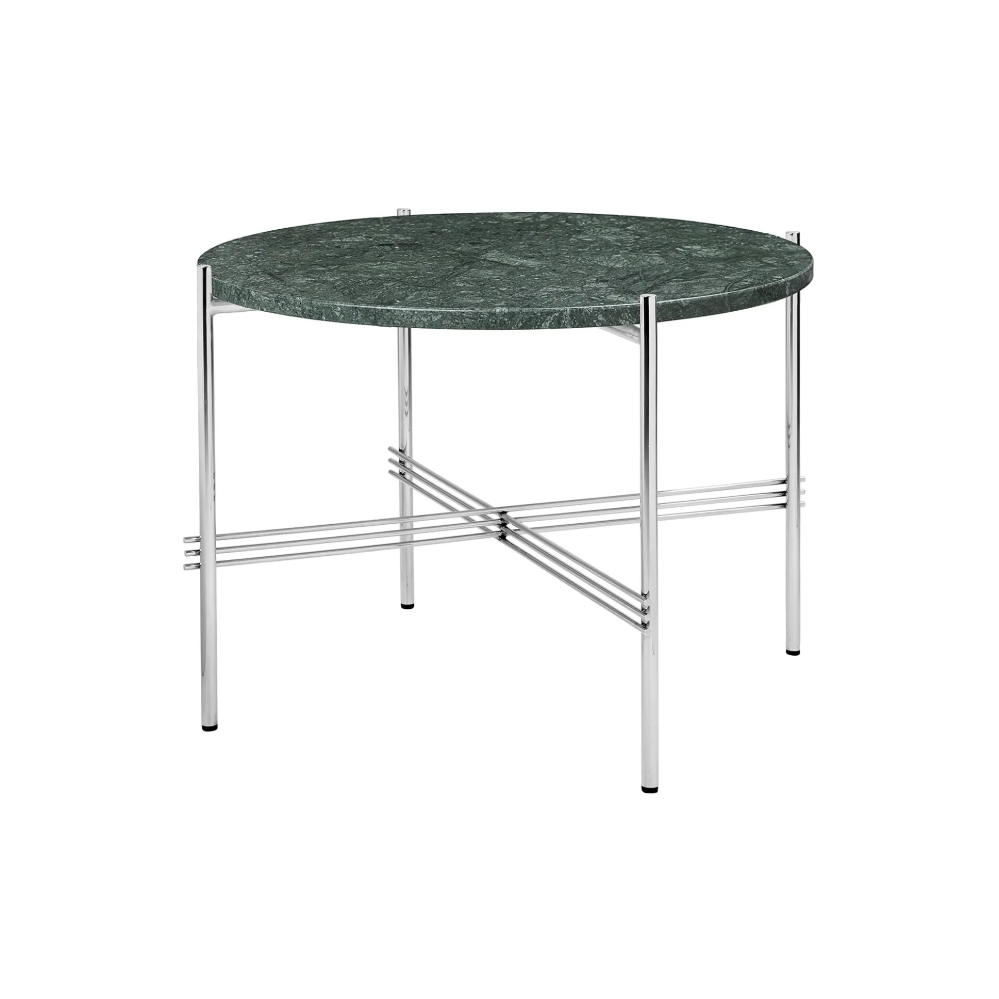 TS Coffee Table Ø55, green guatemala marble/steel