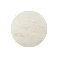 TS Coffee Table Ø55, neutral white travertine/steel