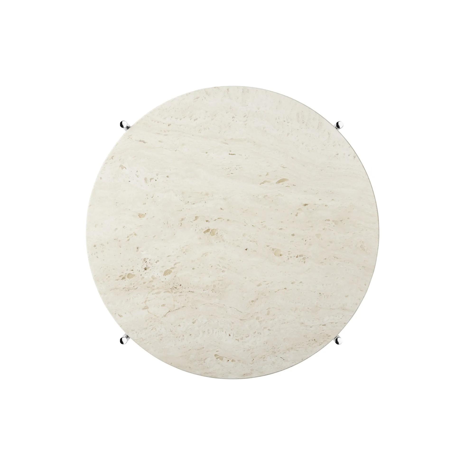 TS Coffee Table Ø55, neutral white travertine/steel