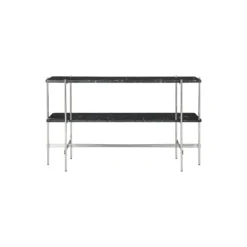 TS Console with 2 Racks, black marquina marble/steel