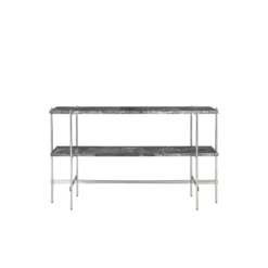 TS Console with 2 Racks, grey emperador marble/steel