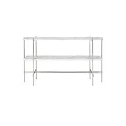 TS Console with 2 Racks, white carrara marble/steel