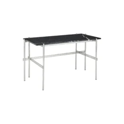 TS Desk, black marquina marble/steel