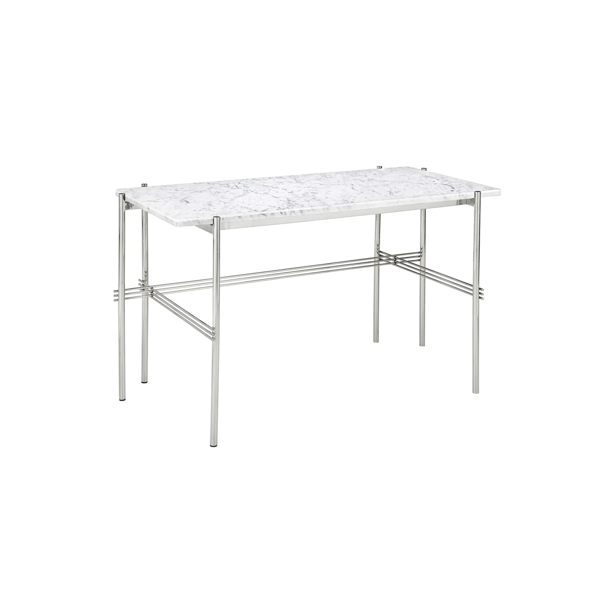 TS Desk, white carrara marble/steel