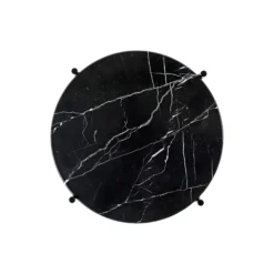 TS Side Table Round, black marquina marble/black
