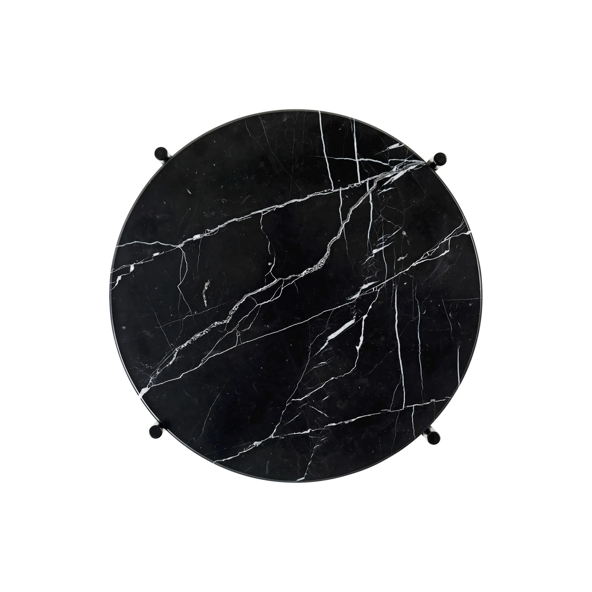 TS Side Table Round, black marquina marble/black