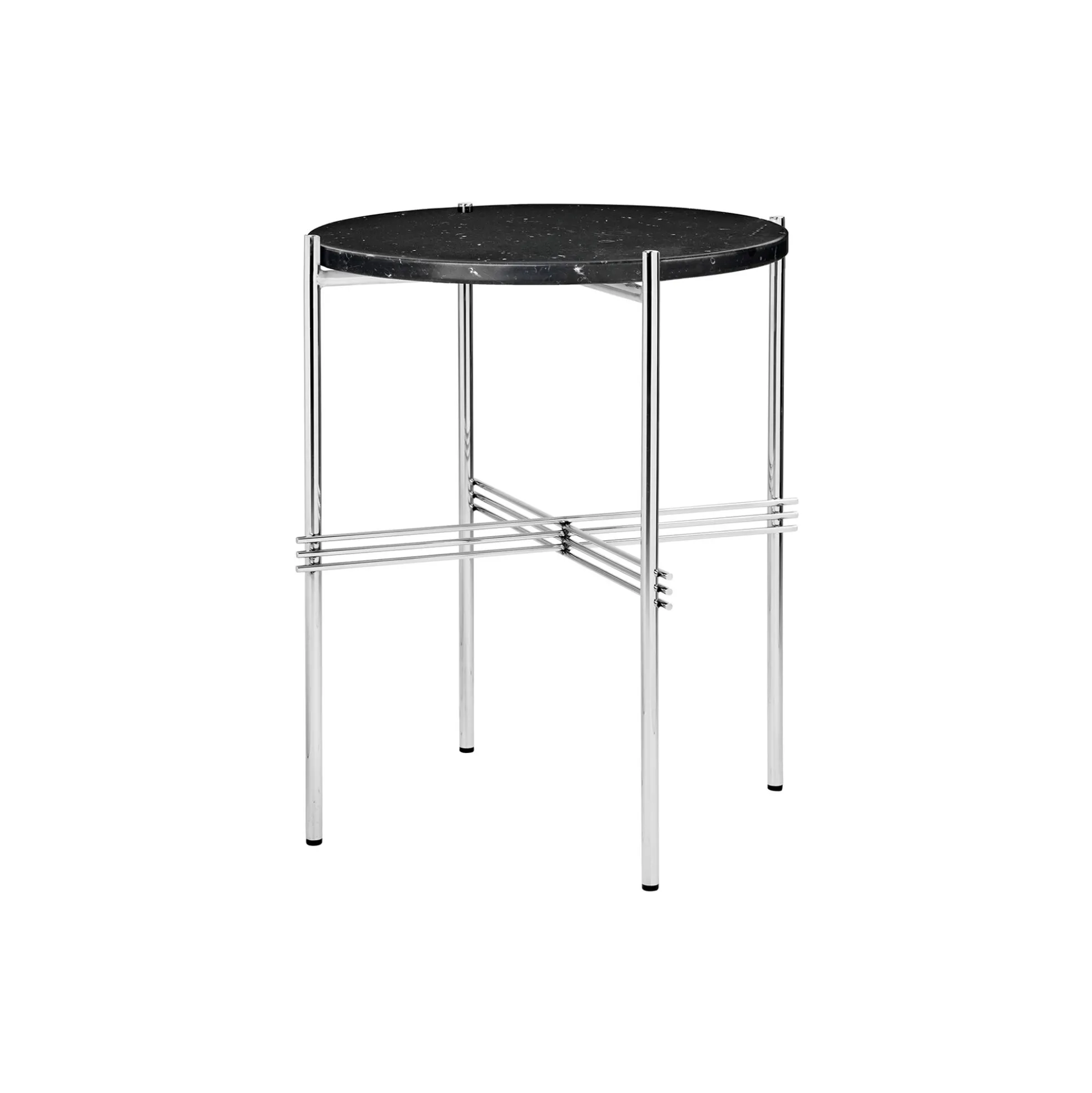 TS Side Table Round, black marquina marble/steel