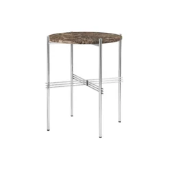 TS Side Table Round, brown emperador marble/steel