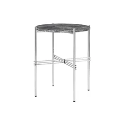 TS Side Table Round, grey emperador marble/steel