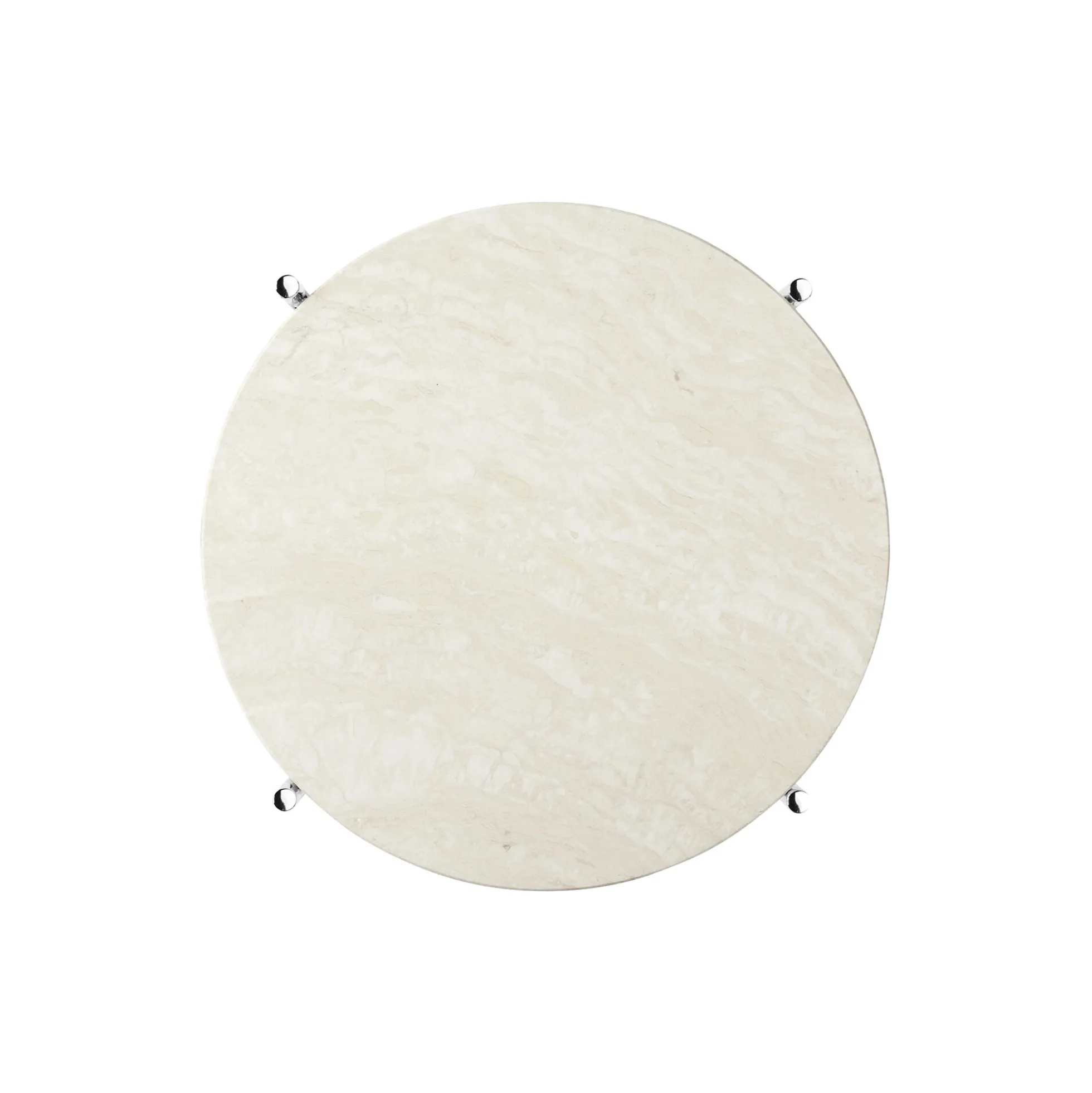 TS Side Table Round, neutral white travertine/steel