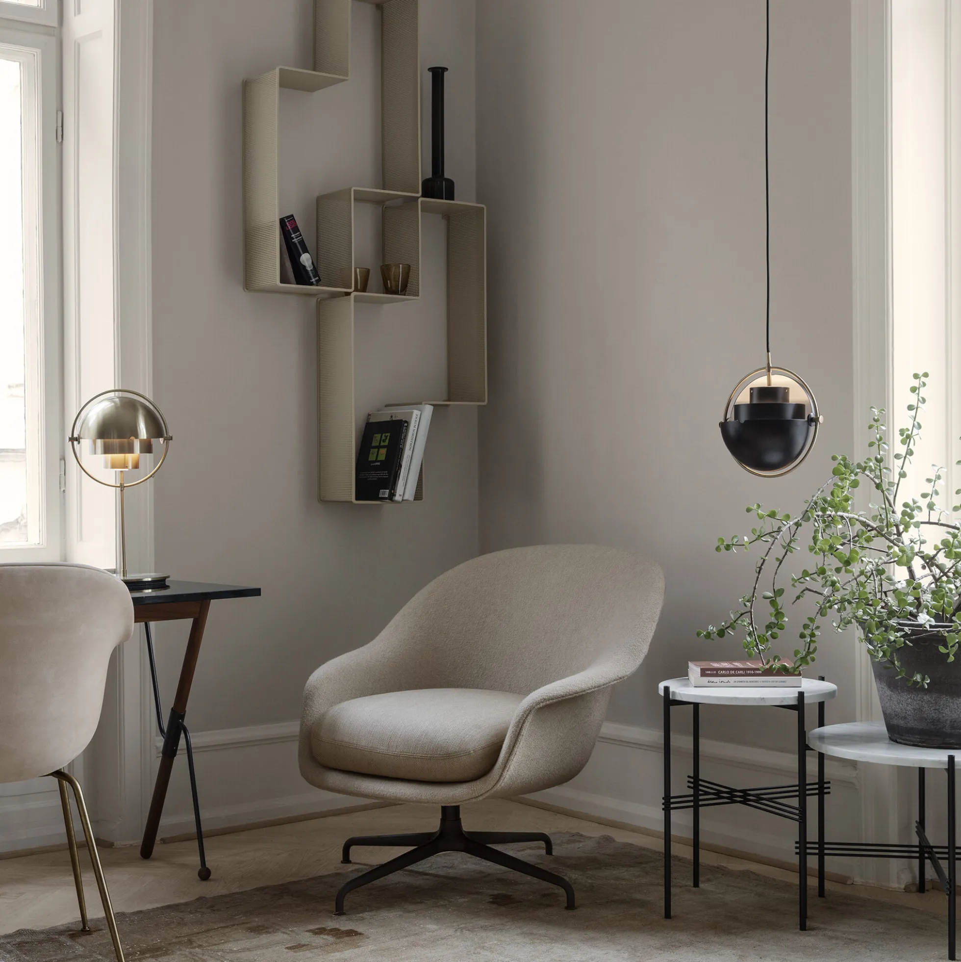 TS Side Table Round, neutral white/black