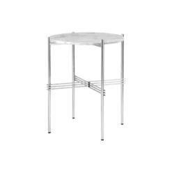 TS Side Table Round, white carrara marble/steel