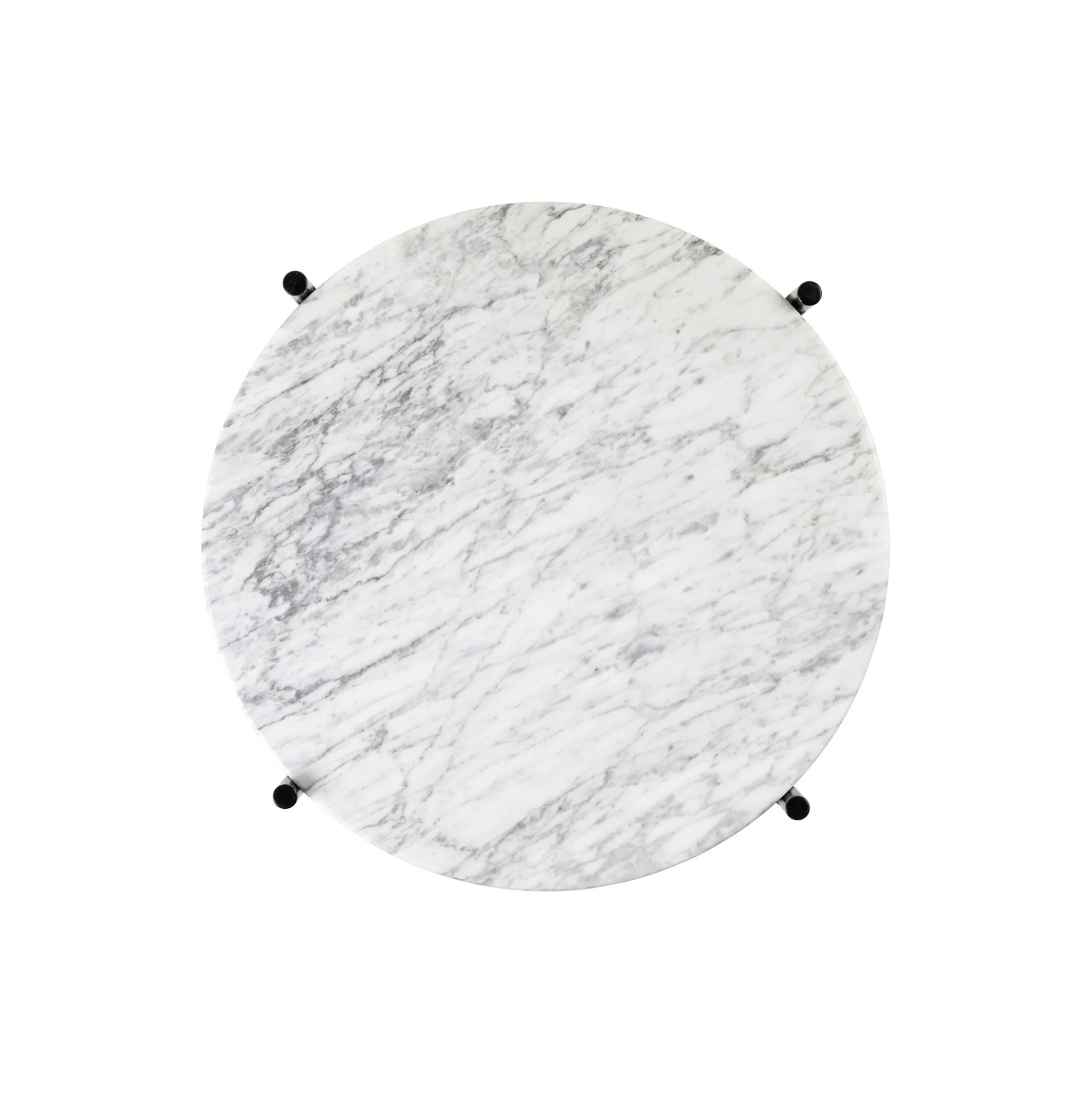 TS Side Table Round, white carrara marble/black