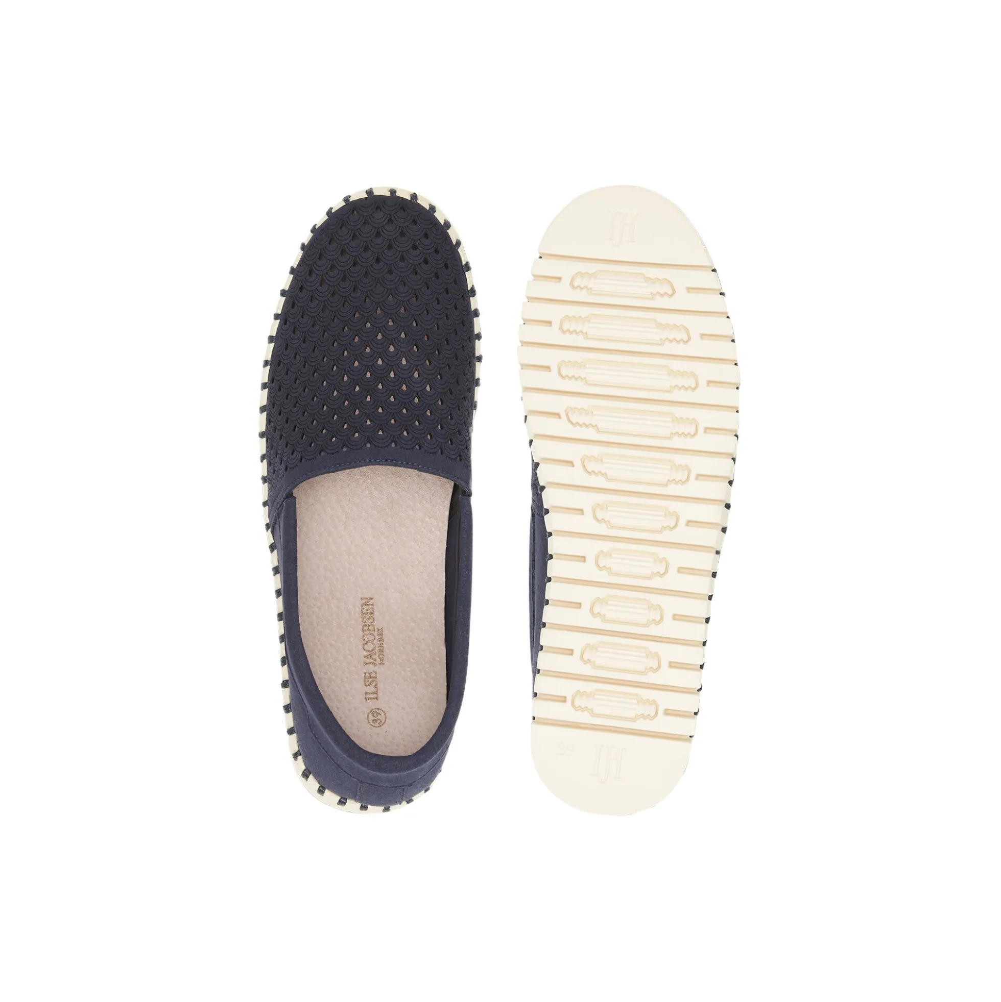 Tulip Espadrille, dark indigo pearled ivory