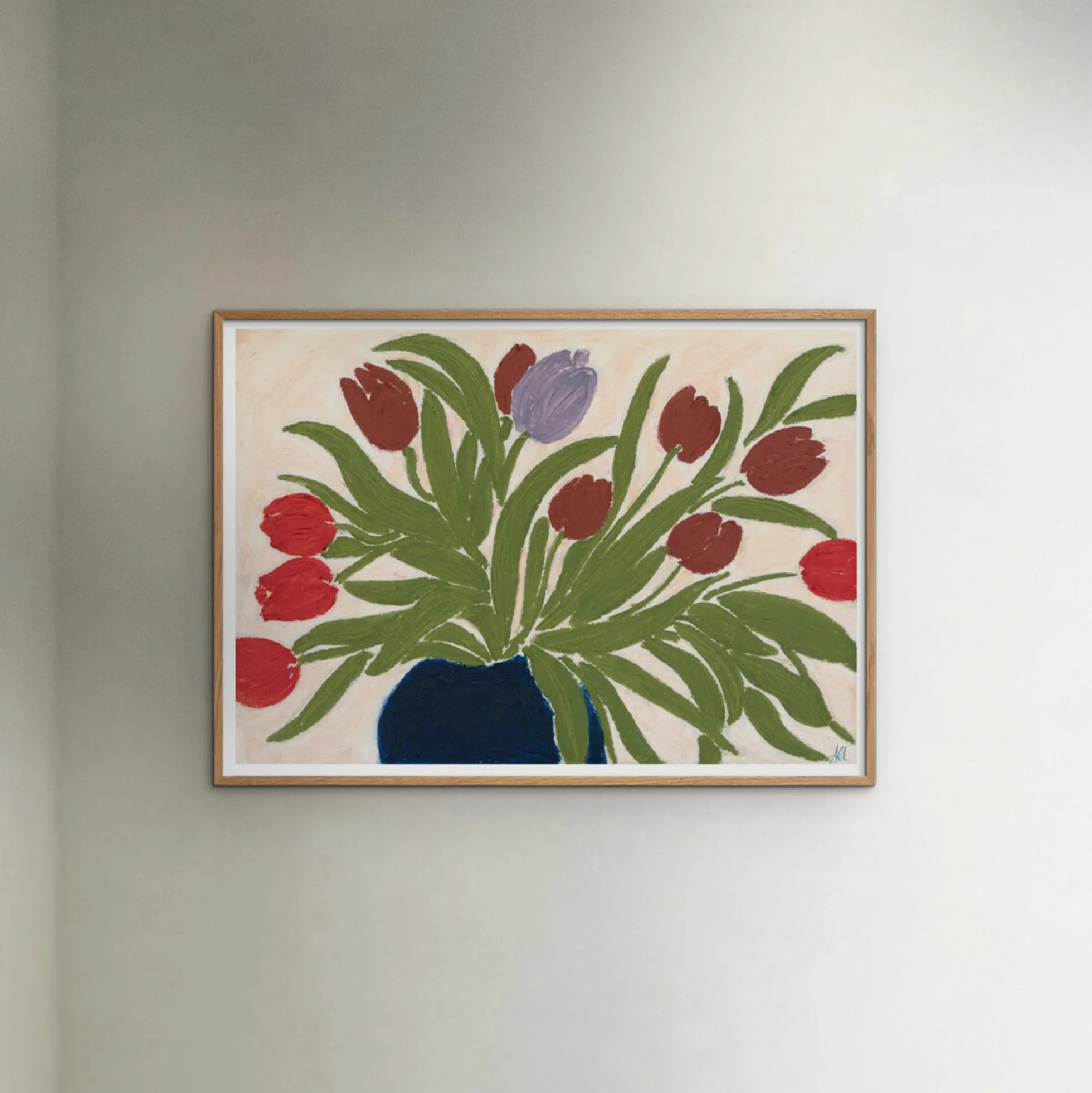 Tulips in a Blue Vase