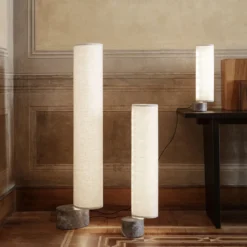 Unbound Floor Lamp, grey marble/canvas