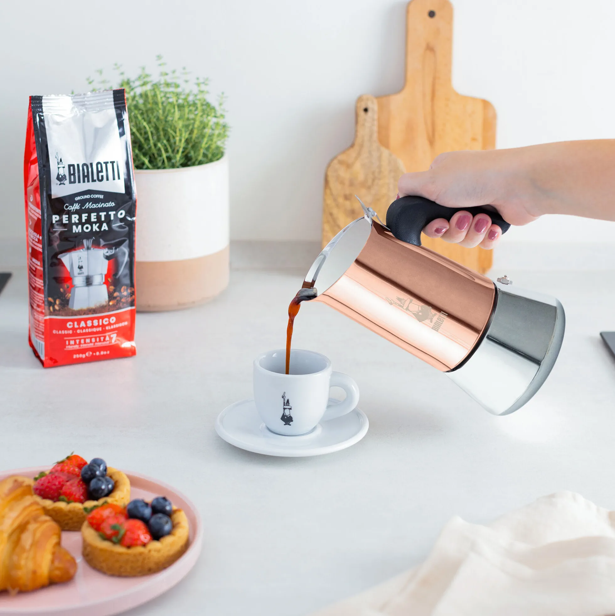 Venus espressokande 6 kopper, kobber
