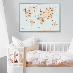 Verdenskort med dyr plakat