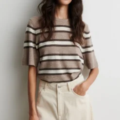 Vilna Knit SS O-Neck, light beige melange