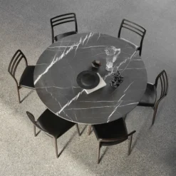 VIPP495 Cabin Round Table, pietra grey/dark oak