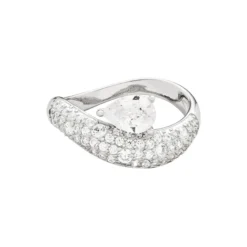 Wave Pear Pave Ring