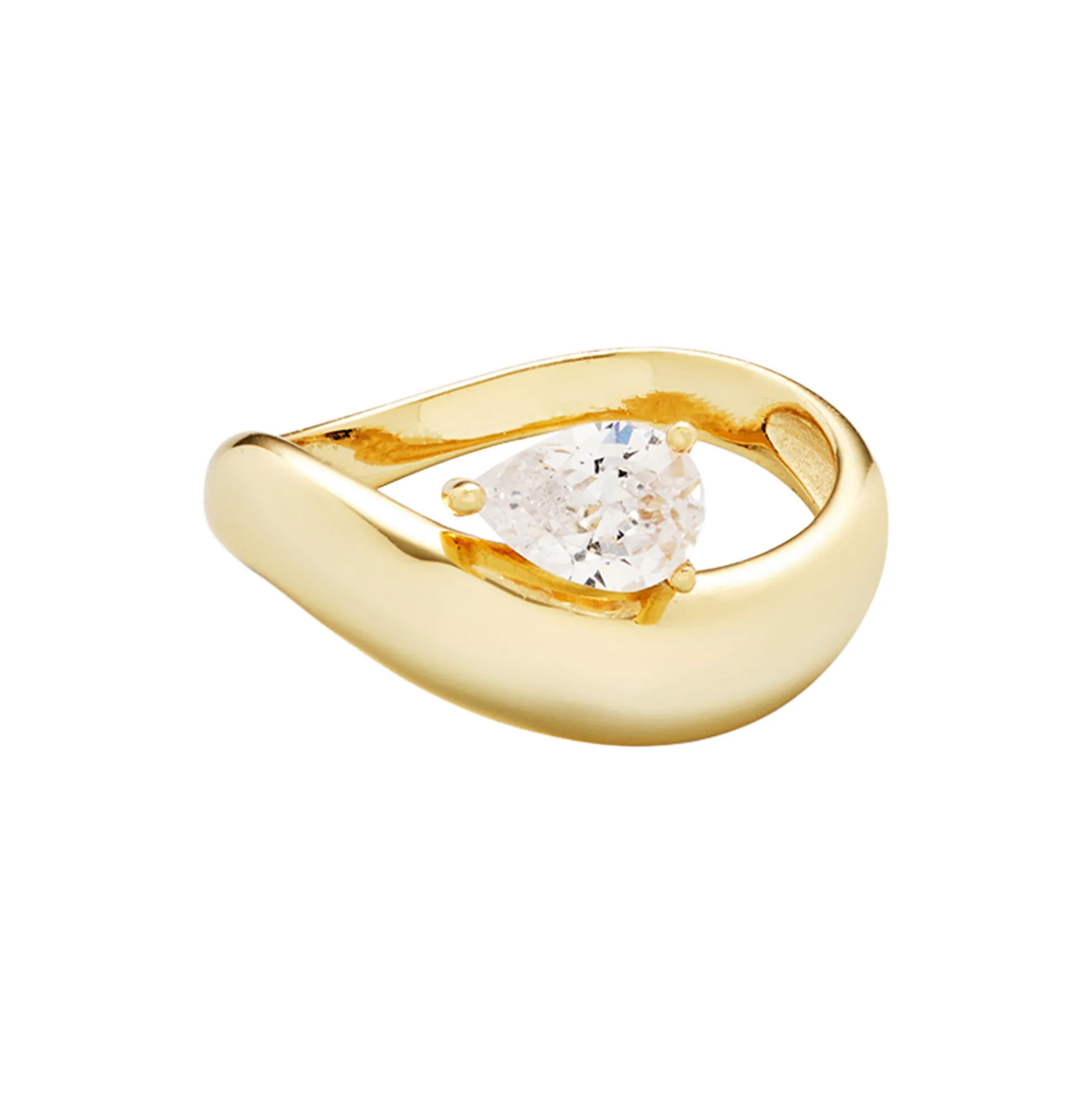 Wave Pear Ring