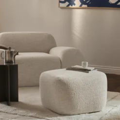 Wolke Ottoman, bouclé light beige