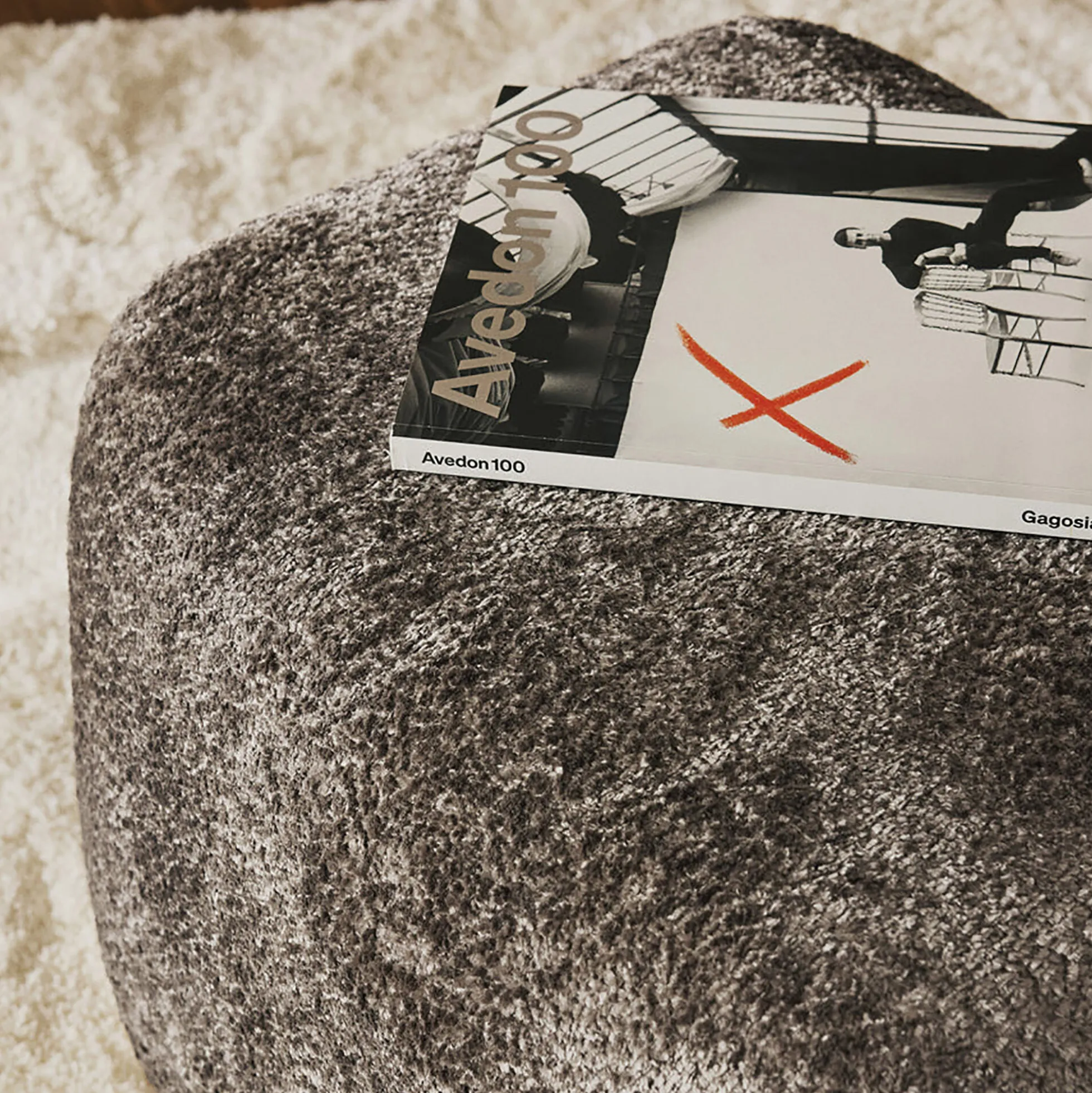 Wolke Ottoman, teddy bouclé taupe