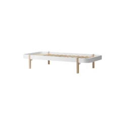 Wood lounger seng 90 cm, hvid/eg