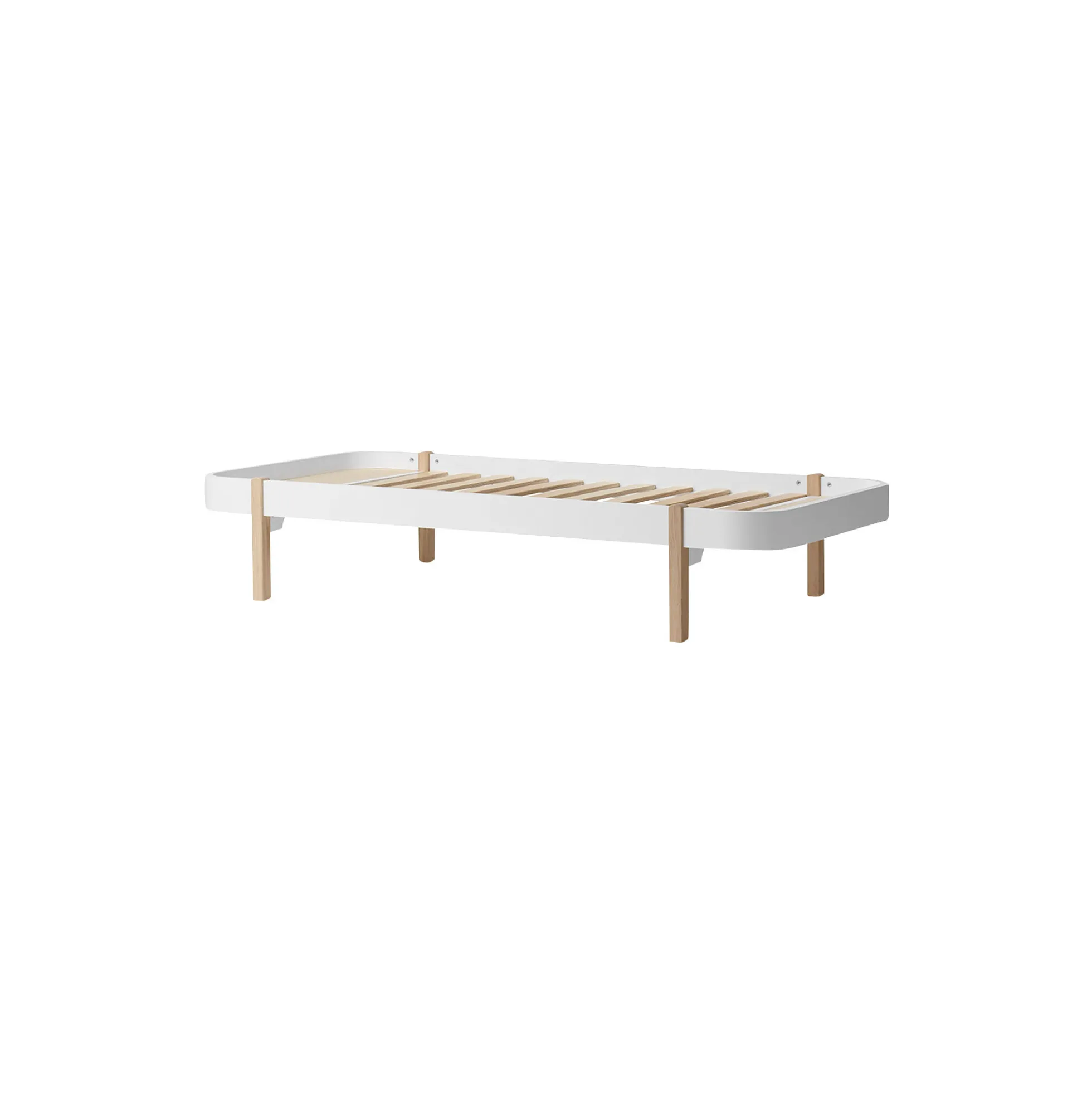 Wood lounger seng 90 cm, hvid/eg