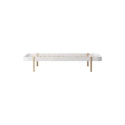 Wood lounger seng 90 cm, hvid/eg