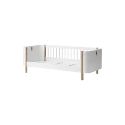 Wood Mini+ juniorseng 68x162 cm, hvid/eg