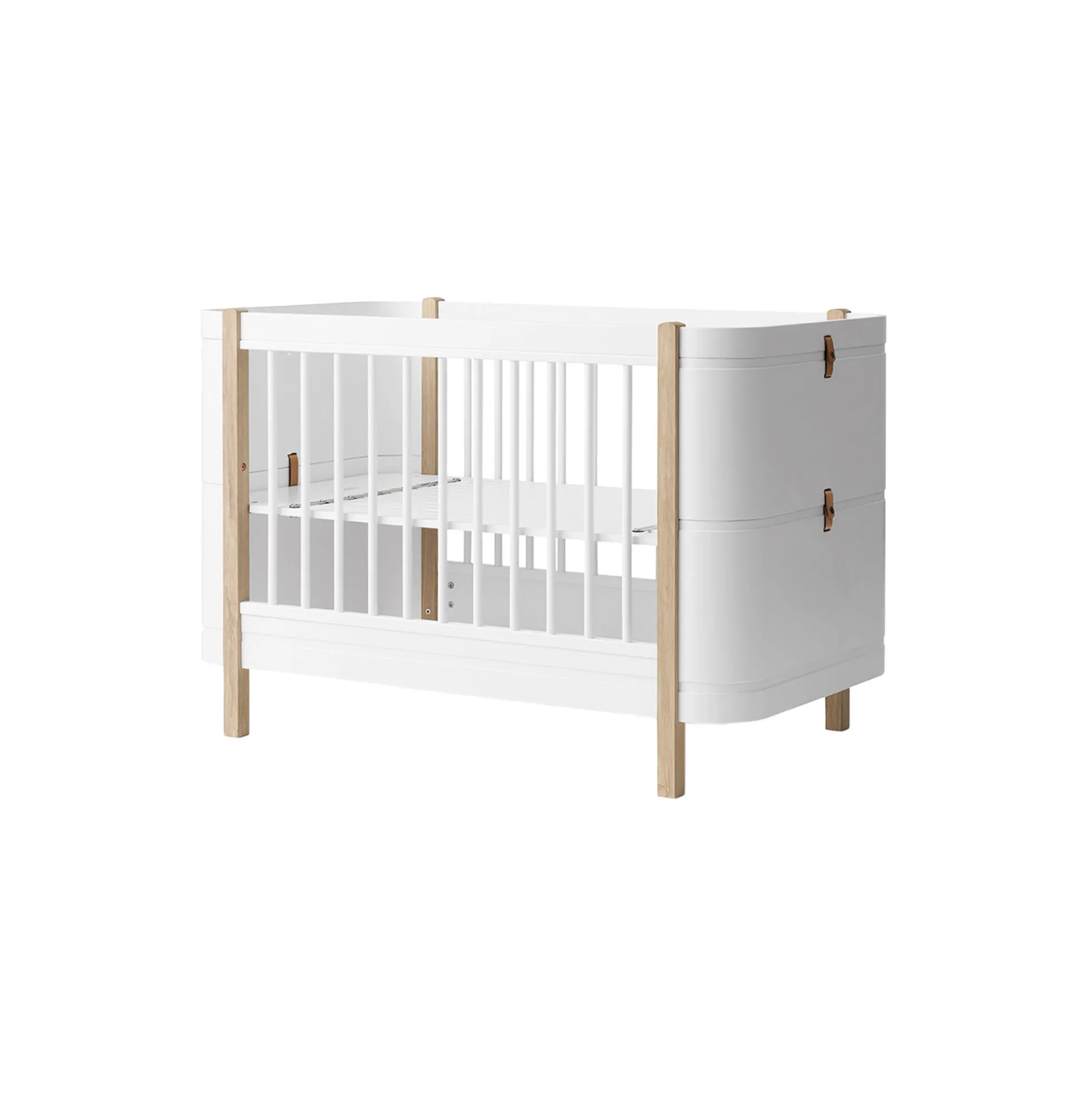 Wood Mini+ tremmeseng ekskl. junior kit 68x122 cm, hvid/eg
