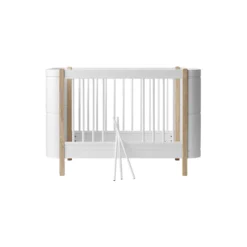 Wood Mini+ tremmeseng ekskl. junior kit 68x122 cm, hvid/eg