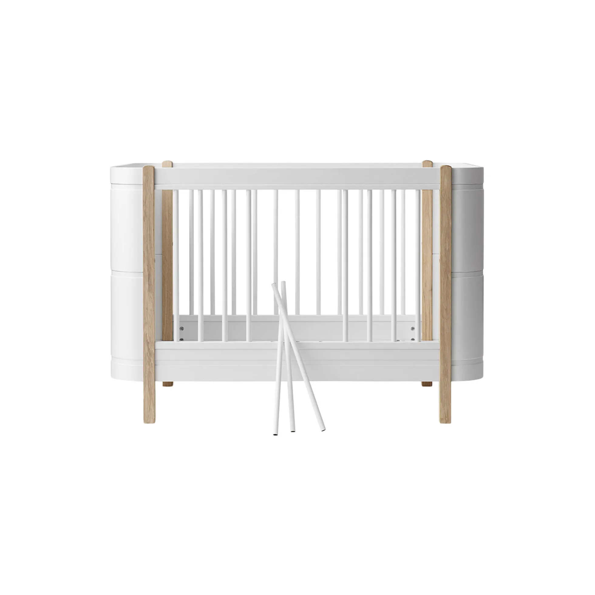 Wood Mini+ tremmeseng ekskl. junior kit 68x122 cm, hvid/eg