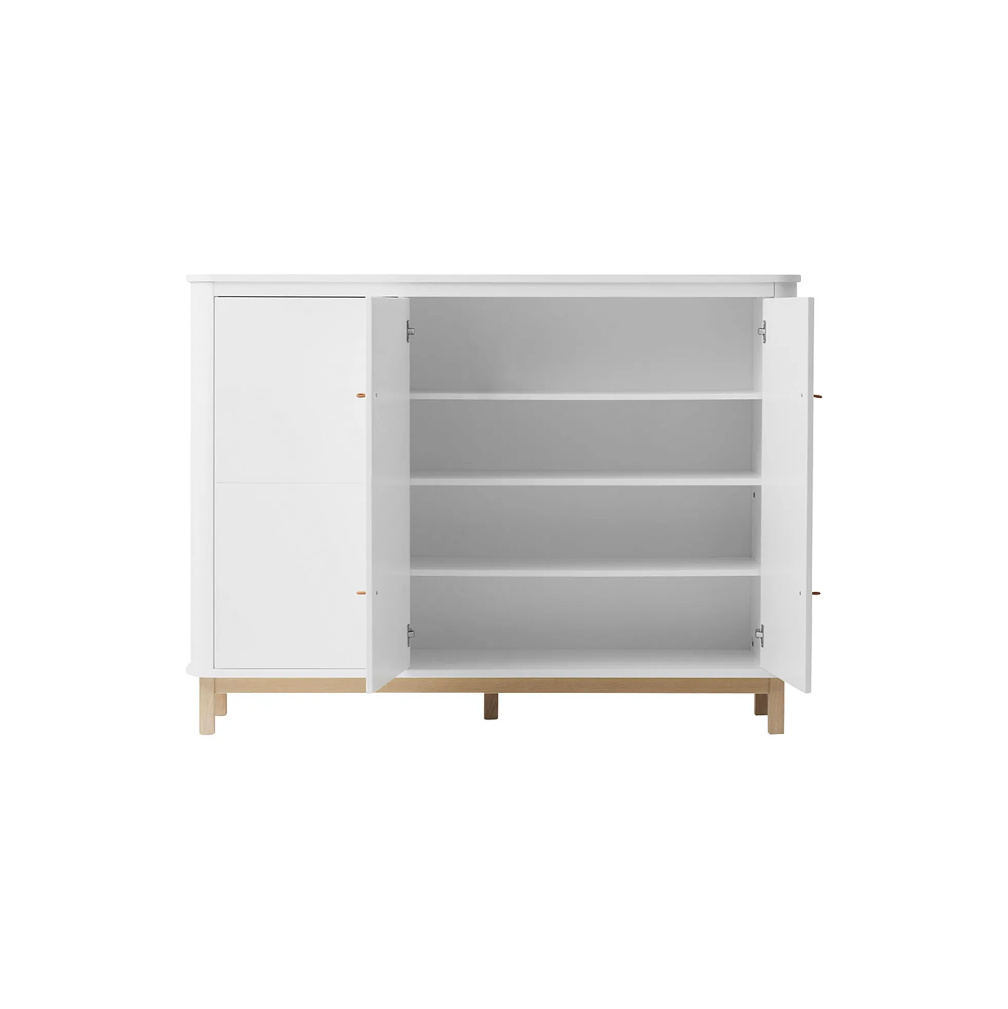 Wood multiskab 3 døre, hvid/eg