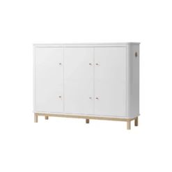 Wood multiskab 3 døre, hvid/eg
