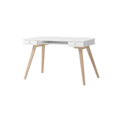 Wood skrivebord 72,6 cm, hvid/eg