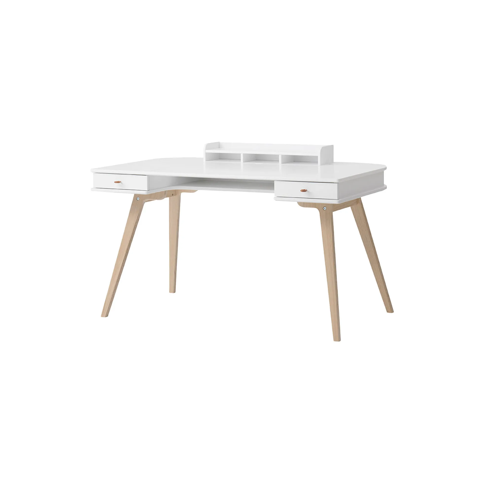Wood skrivebord 66 cm, hvid/eg
